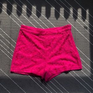 High Waist Pink Lace Shorts
